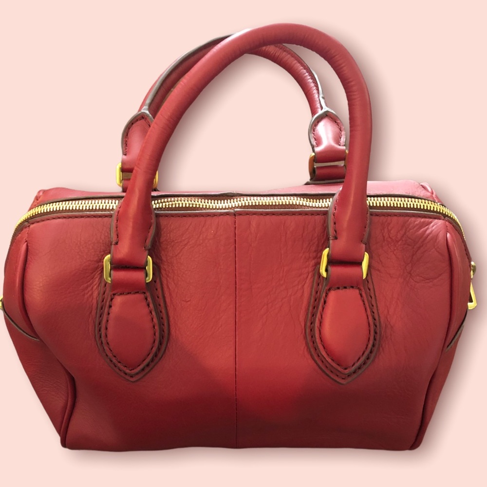 J. Crew Cherry Red Leather Satchel